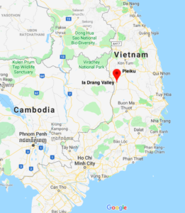 Map of Vietnam showing location of Ia Drang Valley.
