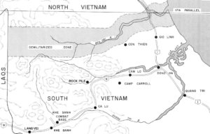 DMZ between North and South Vietnam showing locations of engagements in South Vietnam just below the DMZ.