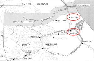 Map of Vietnam DMZ showing Gio Linh and Dong Ha