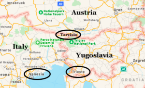 Map of Northern Italy and Trieste