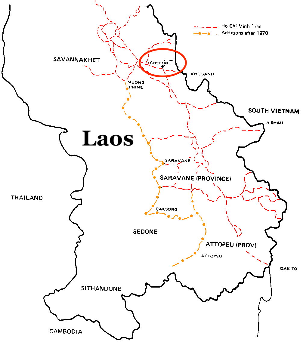 Map of Ho Chi Minh Trail in Laos