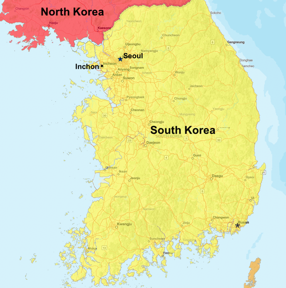 Map of South Korea