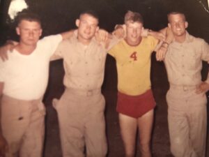 Jim Elsener and 3 fellow Marines on Vieques Island in January 1965
