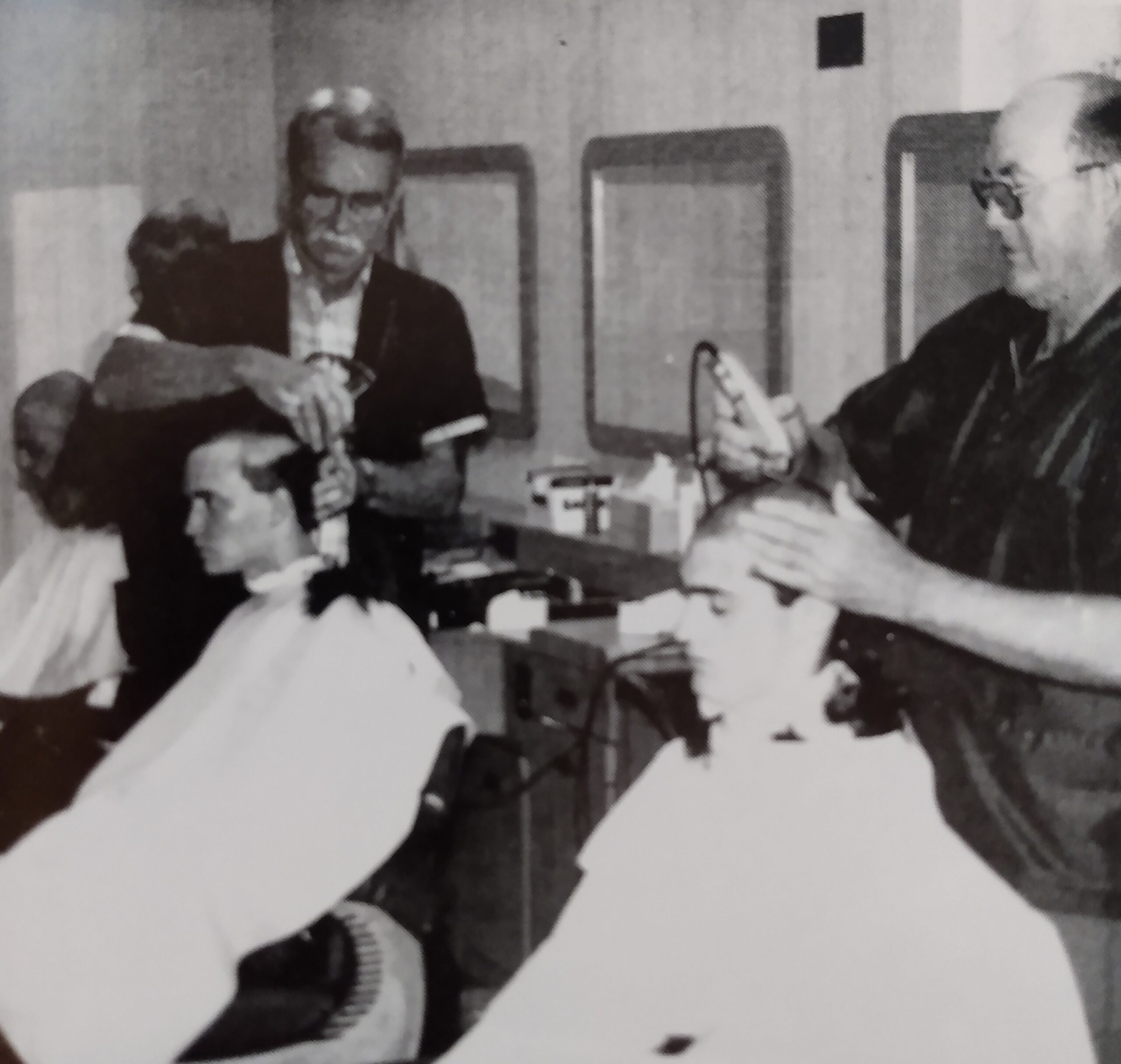 Mark Himmer getting 1st haircut at Basic Training