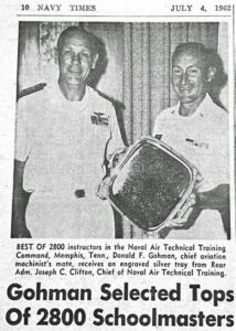 Navy Times article and photograph of sailor receiving an award