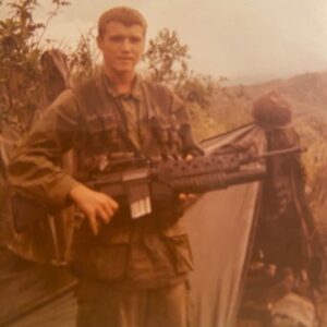 Soldier with grenade launcher in Vietnam