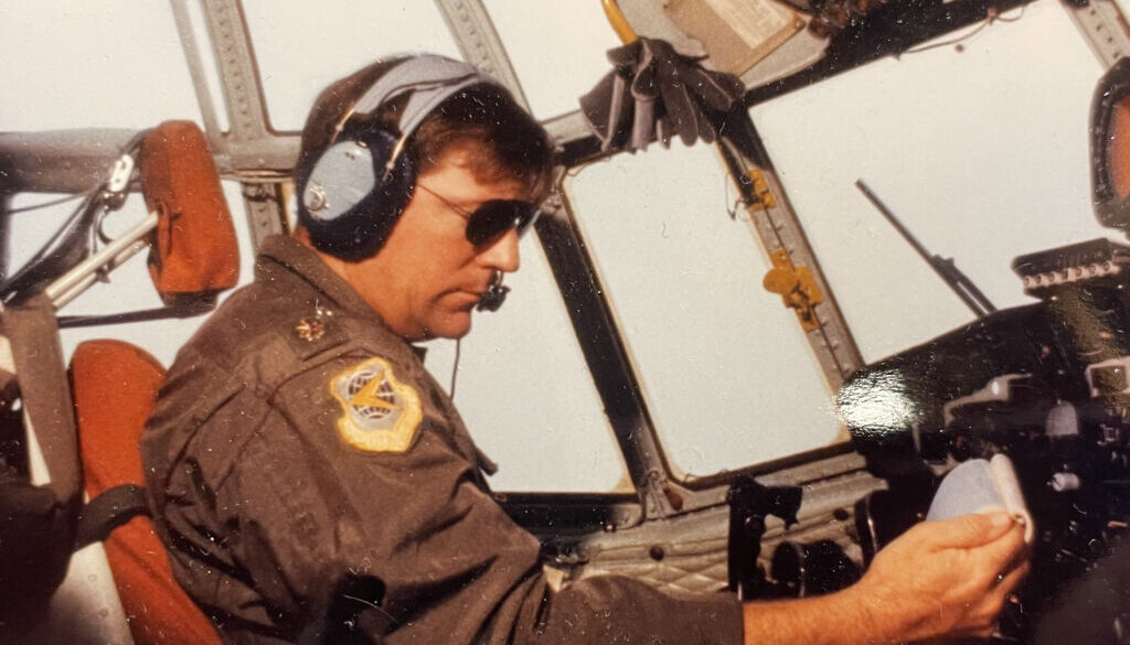 Air Force pilot in C-130 cockpit