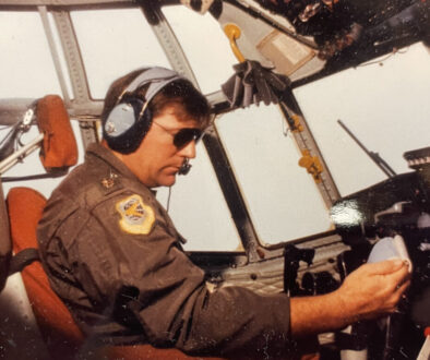 Air Force pilot in C-130 cockpit
