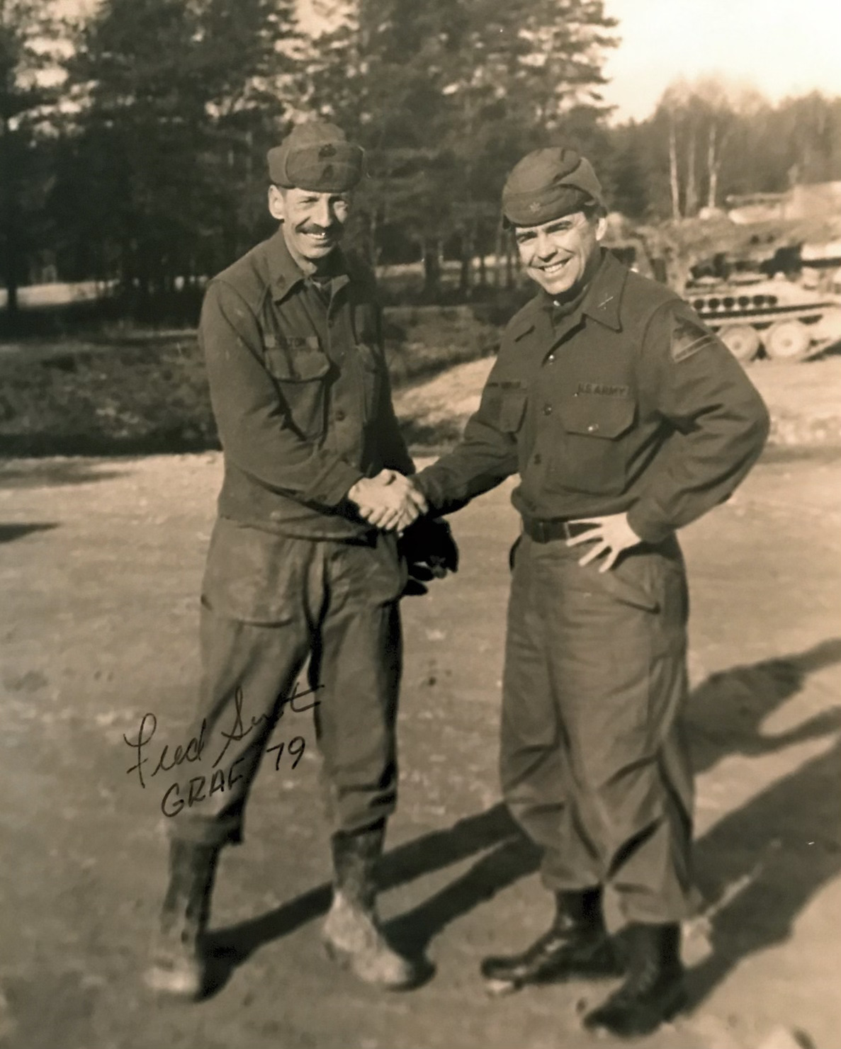 Two U.S. Army soldiers shaking hands