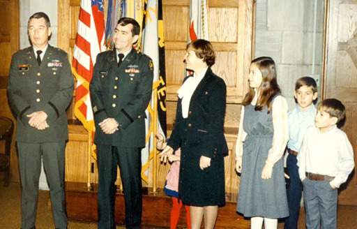 U.S. Army officers with a family