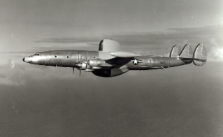 Navy survellance airplane in flight.