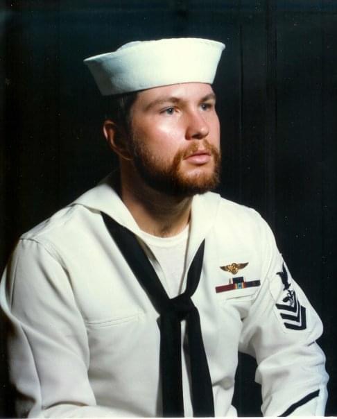 Male U.S. Navy First Class Petty Officer in Summer White uniform