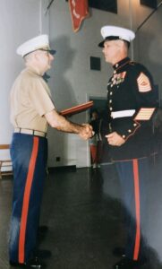 A U.S. Marine Master Sergeant retiring at his ceremony