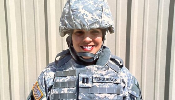 Female U.S. Army captain in combat gear