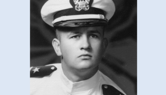 Head shot of Male Navy LTjg in Choker White Uniform